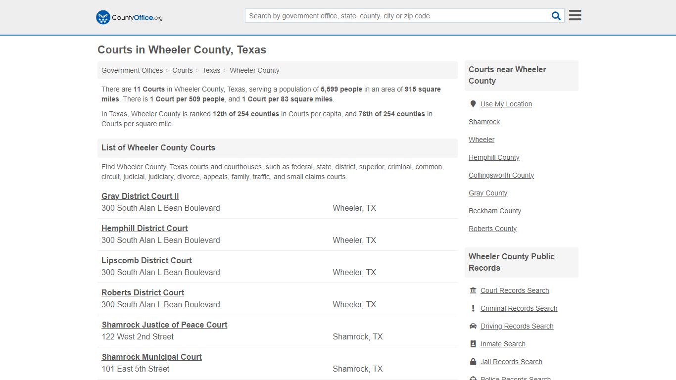 Courts - Wheeler County, TX (Court Records & Calendars)